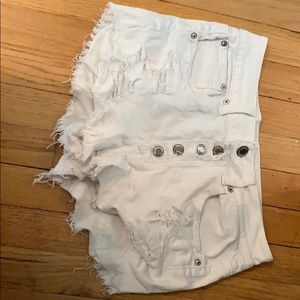 american eagle white hi rise festival shorts